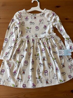 Cat and jack Halloween  Cream Dress with Pink, Purple & Green animal  Print